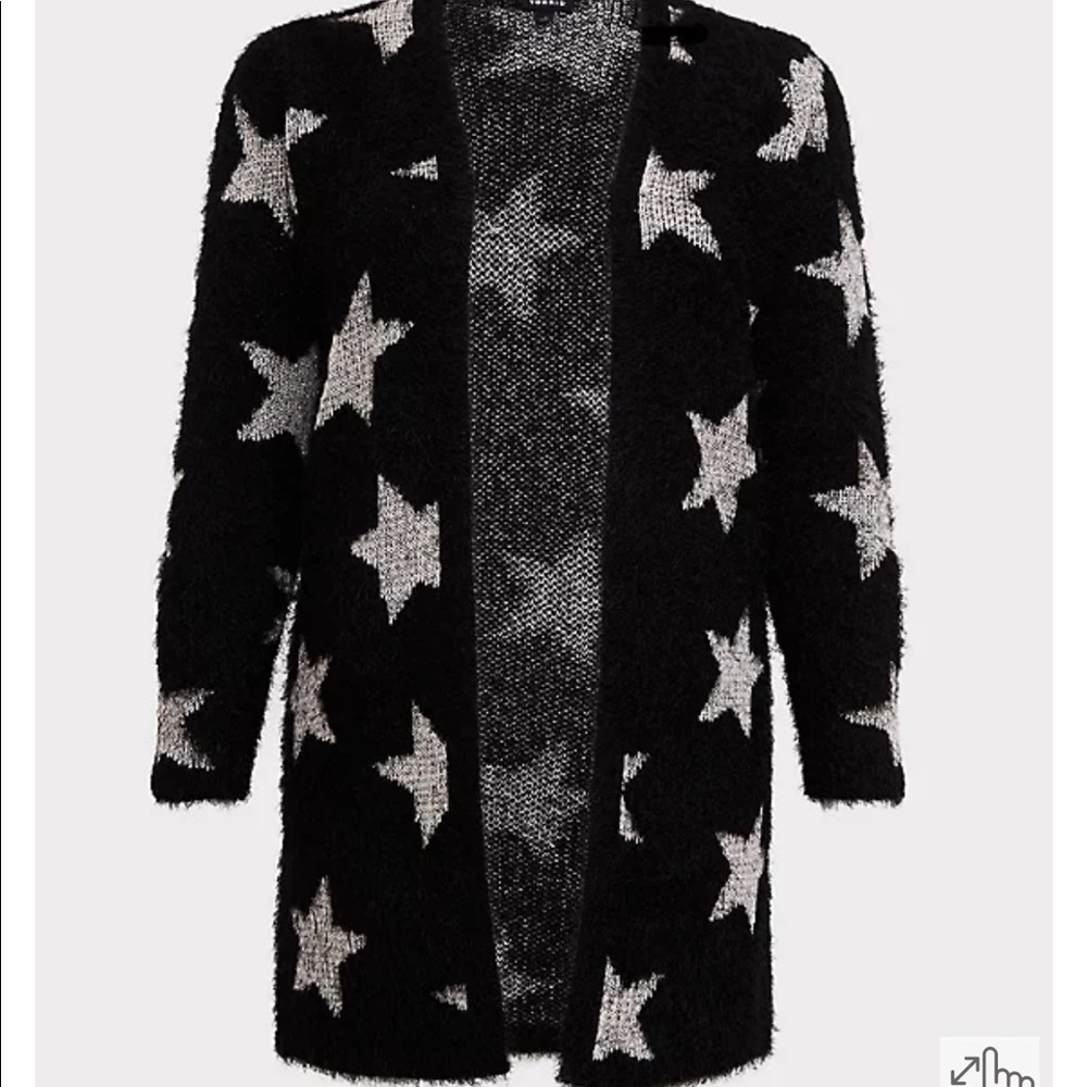 Torrid Black Star Sweater Coat sz 2